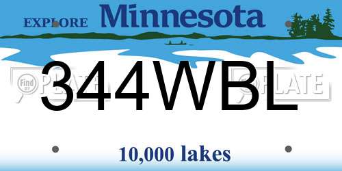 344WBL Minnesota License Plate