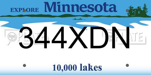344XDN Minnesota License Plate