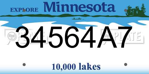 34564A7 Minnesota License Plate