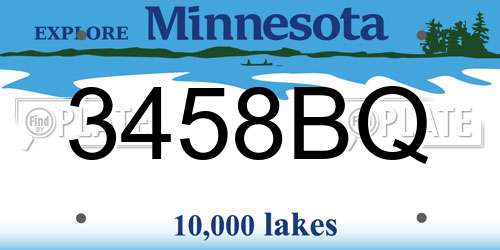 3458BQ Minnesota License Plate