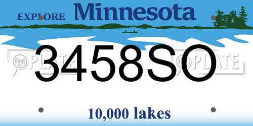 3458SO Minnesota License Plate