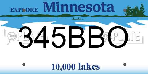 345BBO Minnesota License Plate