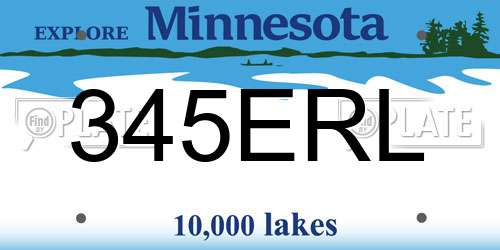 345ERL Minnesota License Plate