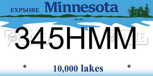 345HMM Minnesota License Plate