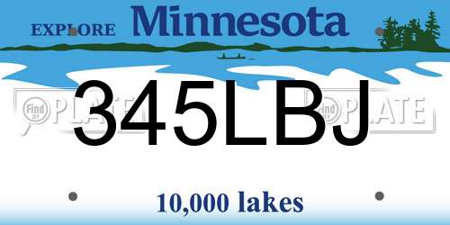 345LBJ Minnesota License Plate