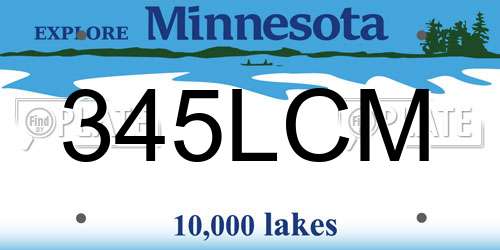 345LCM Minnesota License Plate