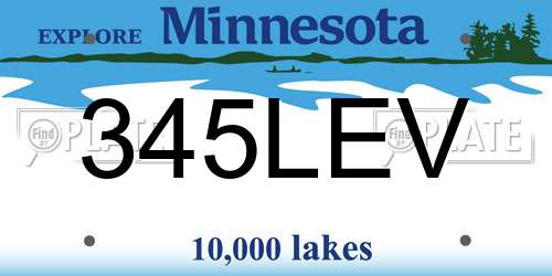 345LEV Minnesota License Plate