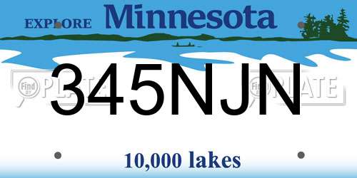 345NJN Minnesota License Plate