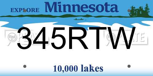 345RTW Minnesota License Plate