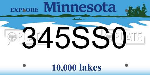 345SS0 Minnesota License Plate