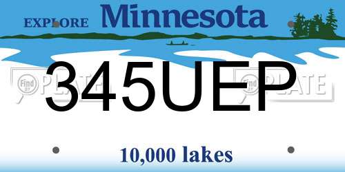 345UEP Minnesota License Plate