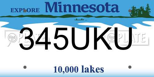 345UKU Minnesota License Plate