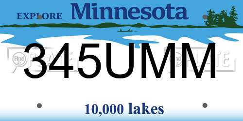 345UMM Minnesota License Plate