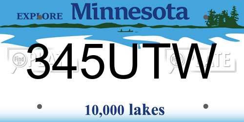 345UTW Minnesota License Plate