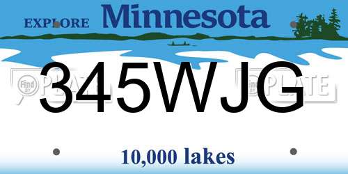 345WJG Minnesota License Plate