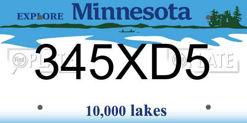 345XD5 Minnesota License Plate