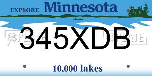345XDB Minnesota License Plate