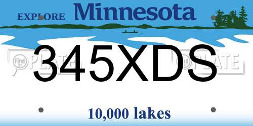 345XDS Minnesota License Plate