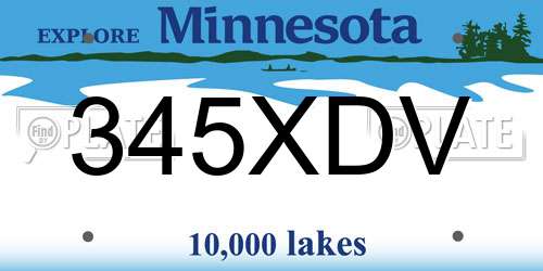 345XDV Minnesota License Plate