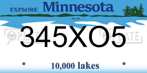 345XO5 Minnesota License Plate