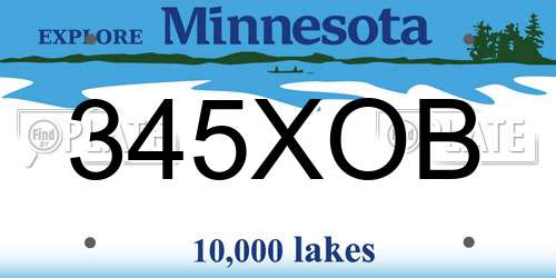 345XOB Minnesota License Plate