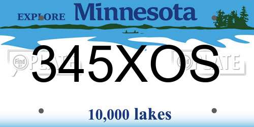 345XOS Minnesota License Plate