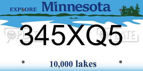 345XQ5 Minnesota License Plate