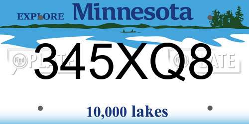 345XQ8 Minnesota License Plate