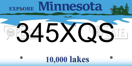 345XQS Minnesota License Plate