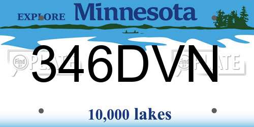 346DVN Minnesota License Plate