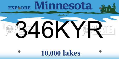 346KYR Minnesota License Plate