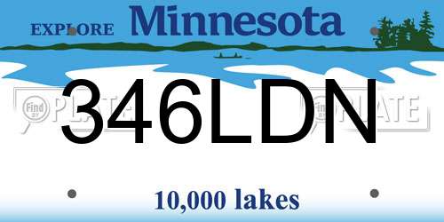 346LDN Minnesota License Plate