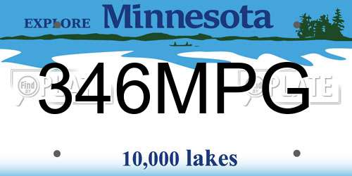 346MPG Minnesota License Plate