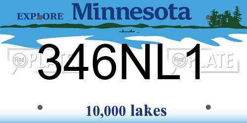 346NL1 Minnesota License Plate