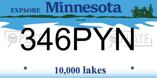 346PYN Minnesota License Plate