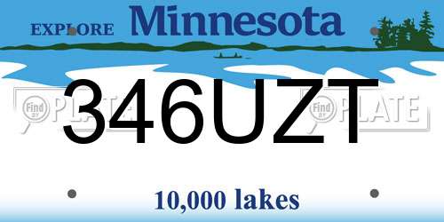346UZT Minnesota License Plate