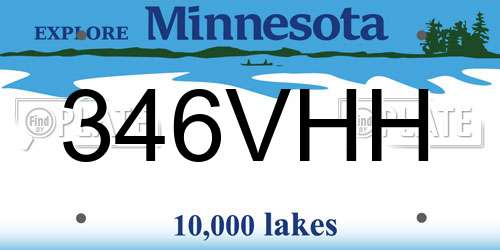 346VHH Minnesota License Plate