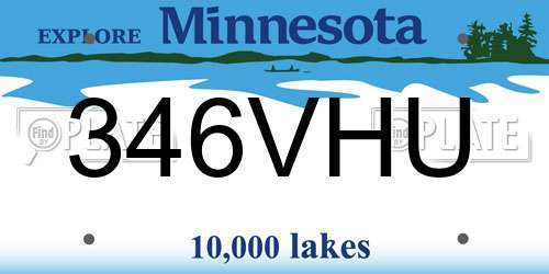 346VHU Minnesota License Plate