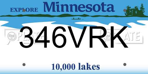 346VRK Minnesota License Plate