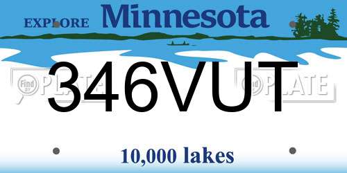 346VUT Minnesota License Plate