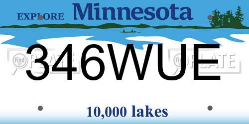 346WUE Minnesota License Plate