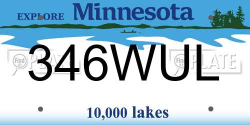 346WUL Minnesota License Plate