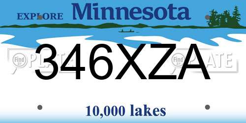 346XZA Minnesota License Plate