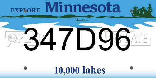 347D96 Minnesota License Plate
