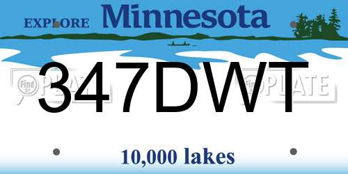 347DWT Minnesota License Plate