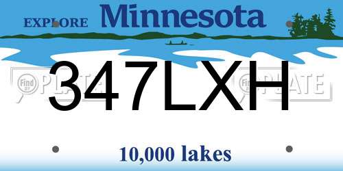 347LXH Minnesota License Plate