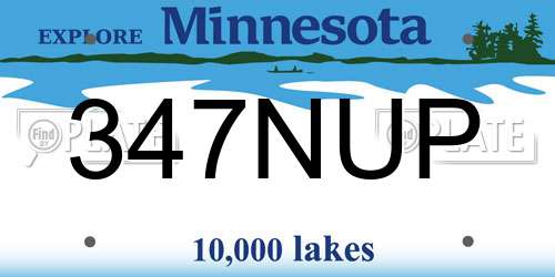 347NUP Minnesota License Plate