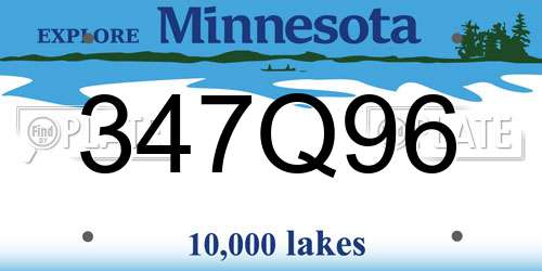 347Q96 Minnesota License Plate