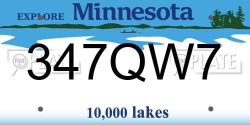347QW7 Minnesota License Plate