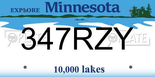 347RZY Minnesota License Plate